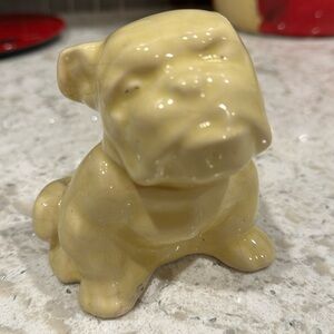 Vintage 1940s~Morton’s Pottery~Yellow~Ceramic~Bull Dog Pup Planter~Very Good~G13